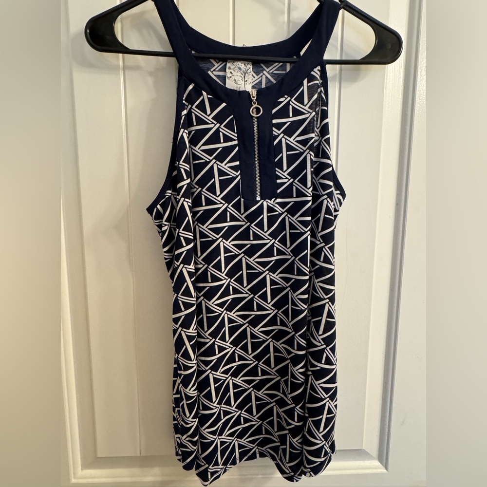 NAIF Navy and White Patterned Top